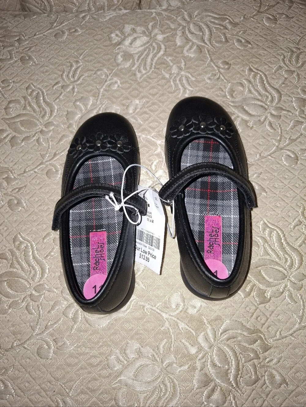 rag & bone Black Mary Jane Shoes with Floral Applique